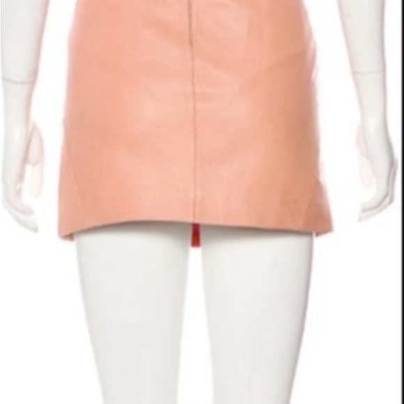 Maje Peach Orange and Magenta Lamb Leather Mini Skirt - Picture 3 of 16
